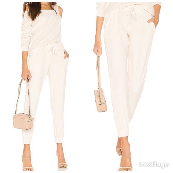 YOUNG FABULOUS & BROKE Velvet Ollie sweat Pant In Solid Cream color size L - Picture 3 of 7